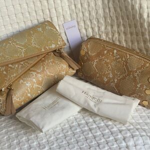 Hammitt SET NWT Dillon & Makeup Bag Tan Snake Print Women's Bag Set & Dust Bags